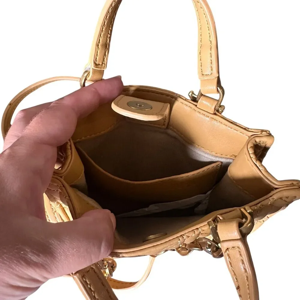 ZARA Quilted Satchel Style Small Tote‎ Bag Mustard Yellow